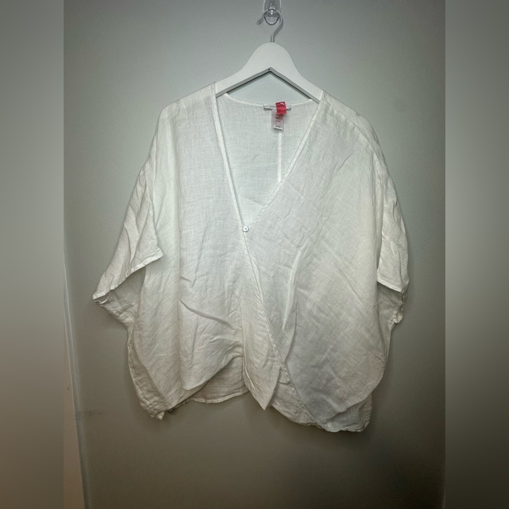 J. Jill  Elements 100% Linen Pullover White Relaxed Fit Lagenlook Top Size S - L - Picture 7 of 13